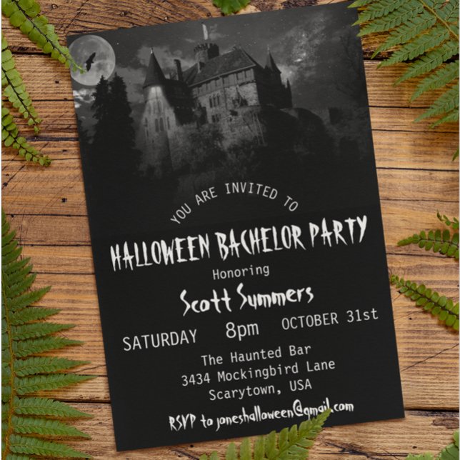 Invitation Halloween Bachelor Party Haunted House (Créateur téléchargé)