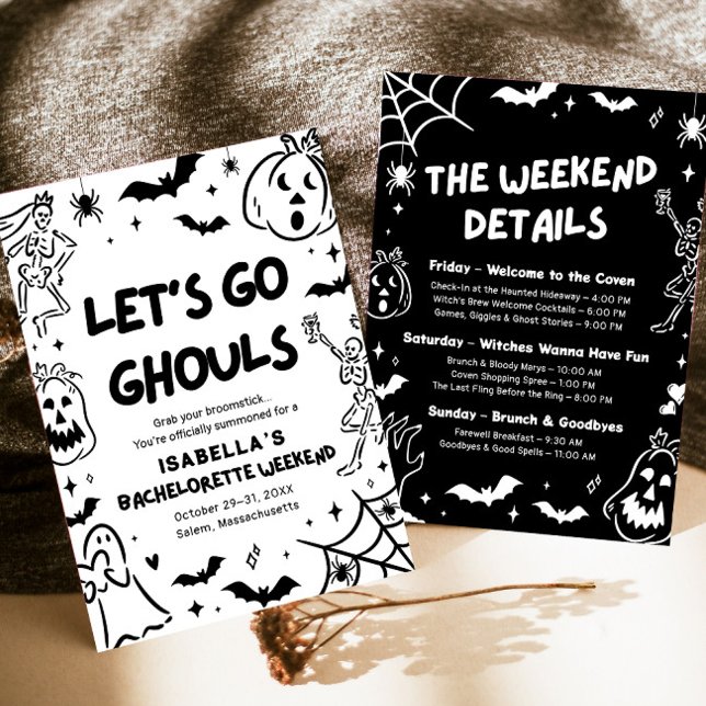 Invitation Halloween Bachelorette Fête de Fin de semaine (Hand Drawn Halloween Bachelorette Weekend Party Invitation)