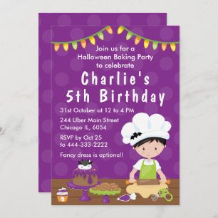 Invitation Halloween Baking Anniversaire Black Hair Boy Invit