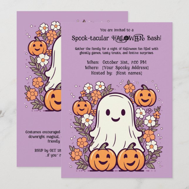 Invitation HALLOWEEN Bash tactile ! (Devant / Derrière)
