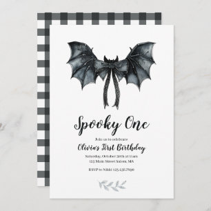 Invitation Halloween Bat Bow Éffrayant Un 1er anniversaire