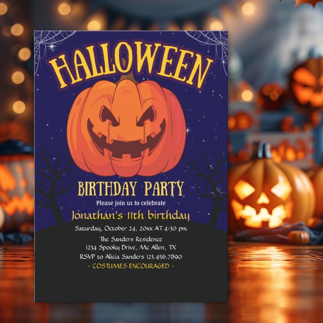 Invitation Halloween Birthday Kids Party Spooky Pumpkin (Créateur téléchargé)