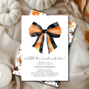 Invitation Halloween Black Orange Coquette Bow Baby shower