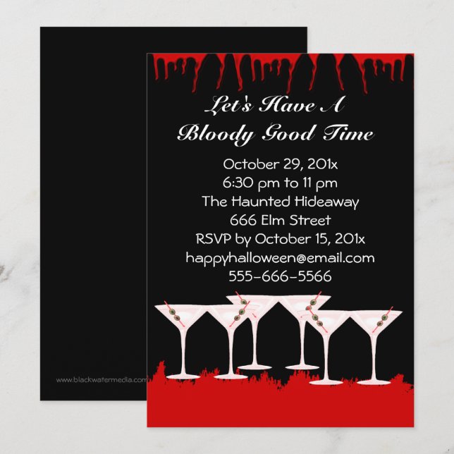 Invitation Halloween Bloody Good Time (Devant / Derrière)