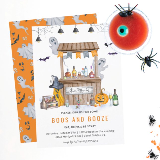 Invitation Halloween : Boissons et Fantômes | Soirée Cocktail (Créateur téléchargé)