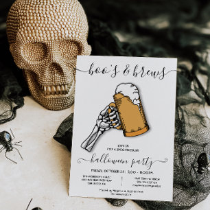 Invitation Halloween boo's et brasse squelette bière fête inv