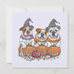 Invitation Halloween Bouledogues Anglais Citrouille