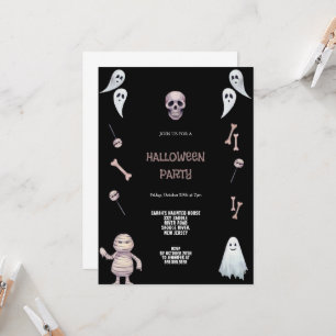INVITATION HALLOWEEN BROWN ET NOIR GRIS