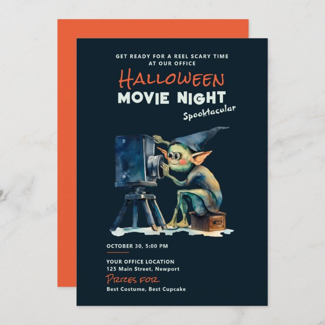 Invitation Halloween Bureau Party Business Movie Gremlin Dark (Devant / Derrière)