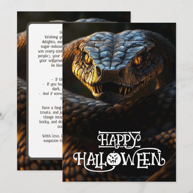 Invitation Halloween 🐍"Carte Haunt Hiss-terical (Devant / Derrière)