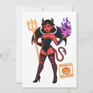 Invitation Halloween Cartoon Succubus - Sombre et Jouant