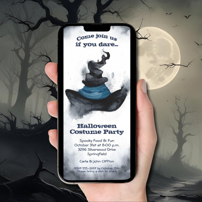 Invitation Halloween Casquette noir de sorcière (Witch's Black Hat Halloween Invitations INSTANT DOWNLOAD and/or printed)