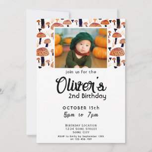 Invitation Halloween Champignons Orange Automne Photo Anniver