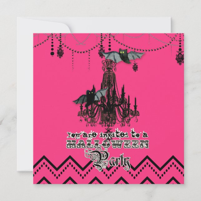 Invitation Halloween Chandelier d'automne Bat Chevron Zig Zag (Devant)