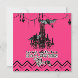 Invitation Halloween Chandelier d'automne Bat Chevron Zig Zag