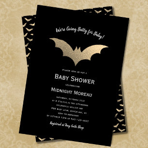 Invitation Halloween chauves-souris Baby shower noir