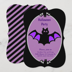 Invitation Halloween chauves-souris modernes