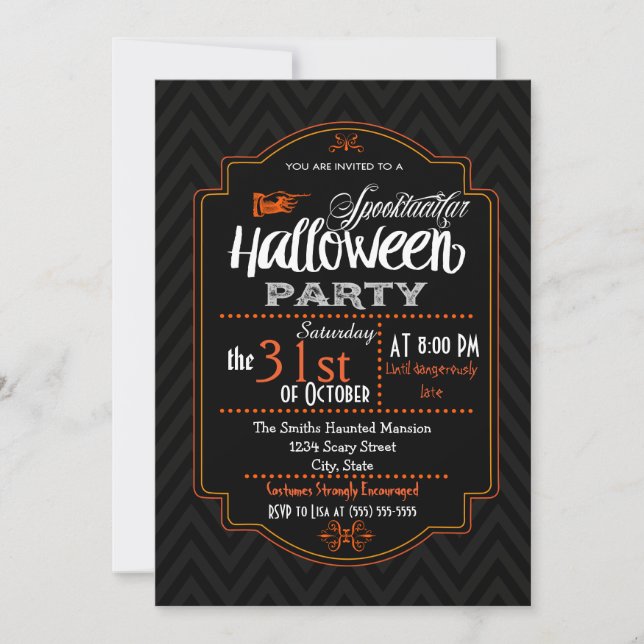 Invitation Halloween Chevron & Typographie (Devant)