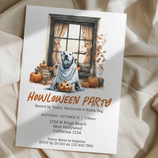 Invitation Halloween Chien Fête à thème Howloween Fun (Halloween Dog Themed Party Howloween Fun Invitations from Ricaso. Cute dog fancy dress party)