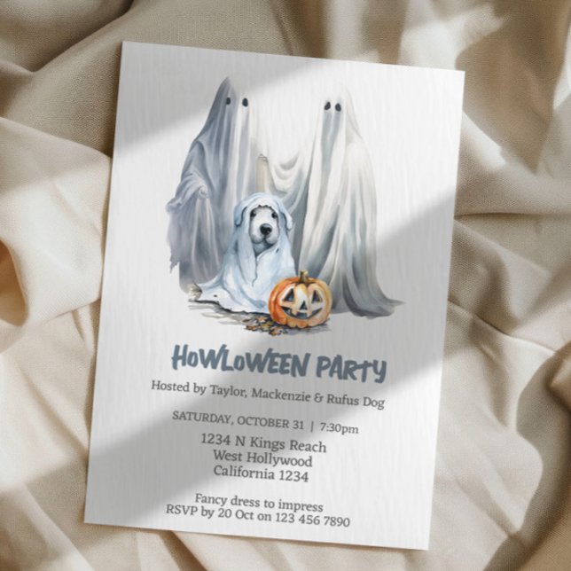 Invitation Halloween Chien Fête à thème Howloween Fun (Halloween Dog Themed Party Howloween Fun Invitations from Ricaso. Cute dog fancy dress party)