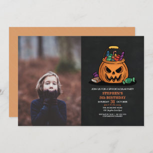 Invitation Halloween Citrouille Candy Enfant Photo fête d'ann