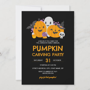 Invitation Halloween Citrouille Carving Party