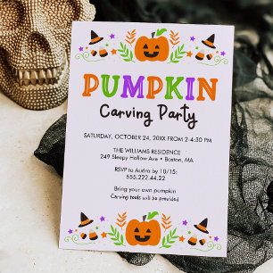 Invitation Halloween Citrouille Carving Party