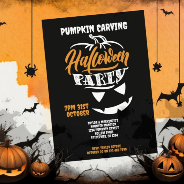 Invitation Halloween Citrouille Carving Party (Halloween Pumpkin Carving Party Invitation by Ricaso. Digital download available)