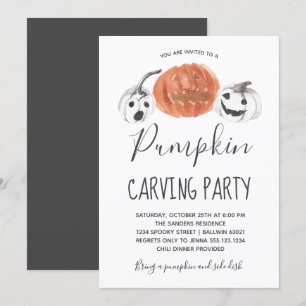 Invitation Halloween Citrouille Carving Party