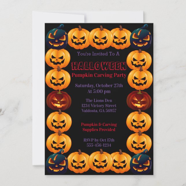 Invitation Halloween Citrouille Carving Party (Devant)