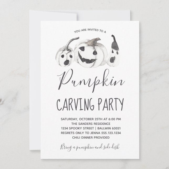 Invitation Halloween Citrouille Carving Party (Devant)