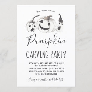 Invitation Halloween Citrouille Carving Party