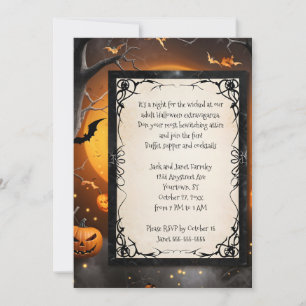 Invitation Halloween citrouille et chauves-souris