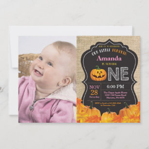 Invitation Halloween Citrouille fille 1er anniversaire rose b