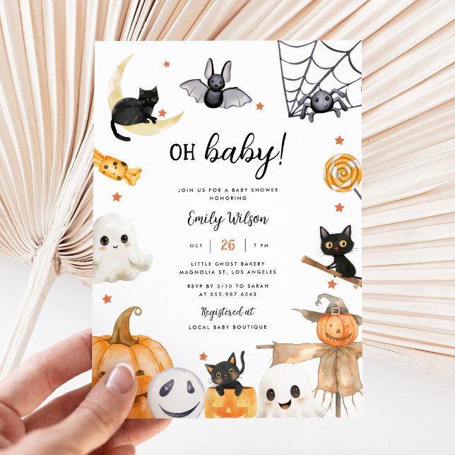 Invitation Halloween Citrouille Ghost Oh Baby Baby shower (Créateur téléchargé)