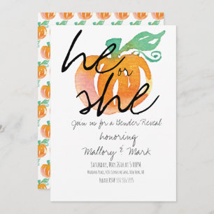 Invitation Halloween Citrouille Hand Aquarelle Sexe Révélatio