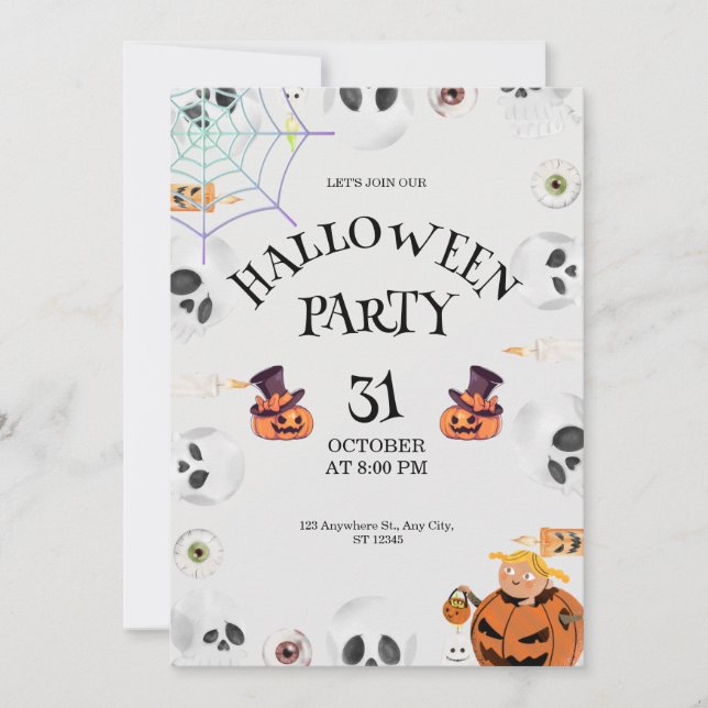 Invitation Halloween citrouille, Nuit d'Halloween  (Devant)