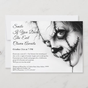 Invitation Halloween Clown Maléfique – Sourire Sin