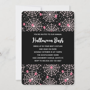 Invitation Halloween Cobwebs & Spiders Motif Party