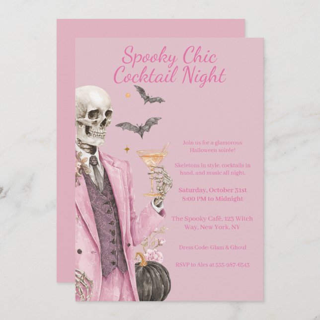 Invitation Halloween Cocktail Party | Spooky Chic Night (Devant / Derrière)