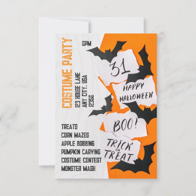 Invitation Halloween cool et amusant, recto verso (Dos)