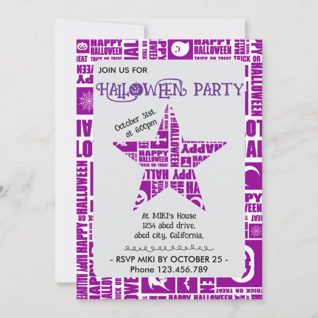 Invitation Halloween Cool Personnalisé Whimsical Typographie  (Devant)