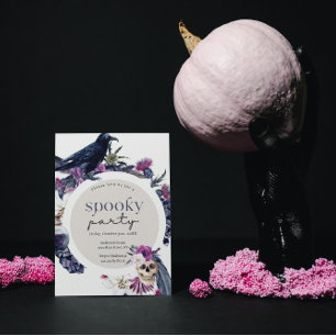 Invitation Halloween corbeau et crâne