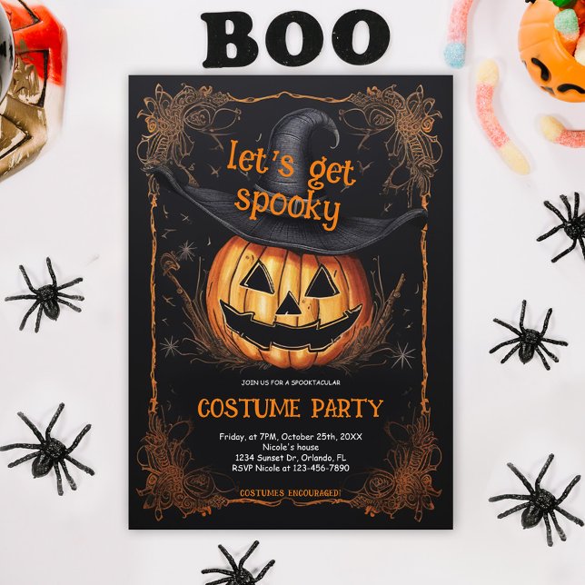 Invitation Halloween Costume Adulte Fête Affaires Éffrayant (Halloween Adult Costume Party Spooky Invitation)