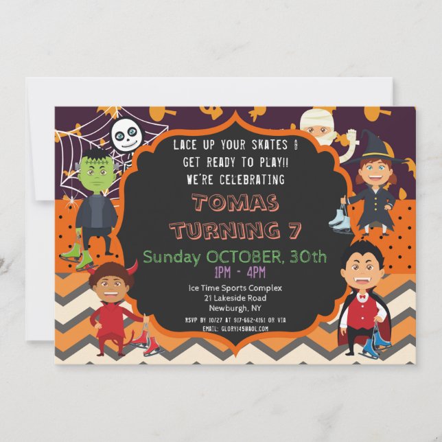 INVITATION HALLOWEEN COSTUME ANNIVERSAIRE INVITATION| ENFANTS (Devant)