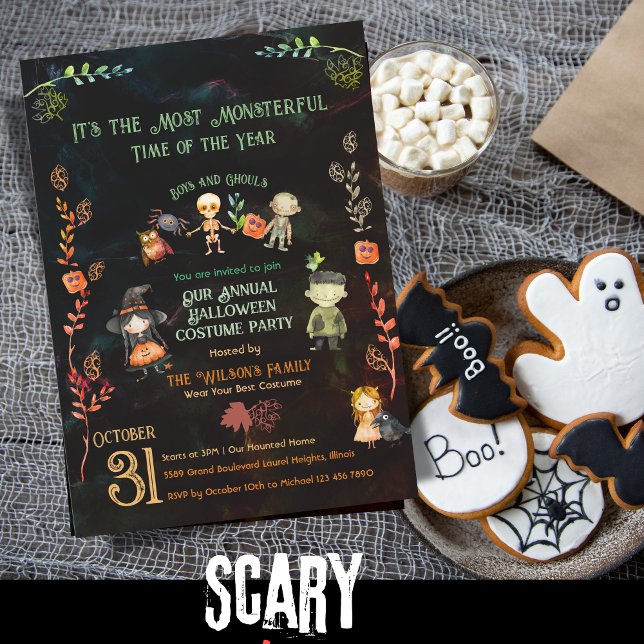 Invitation Halloween Costume Monster Party Enfants (Halloween Costume Monster Party Kids Invitation)