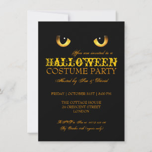 Invitation Halloween Costume Party Chat noir Jaune
