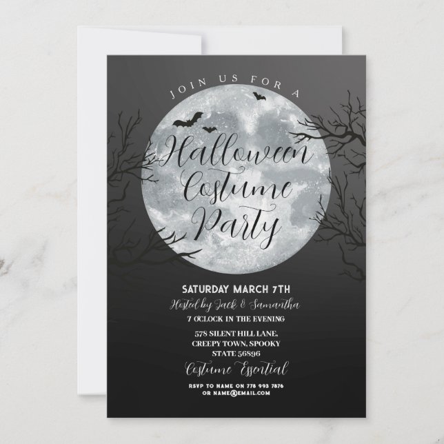 Invitation Halloween Costume Party Lune Déplaisant (Devant)