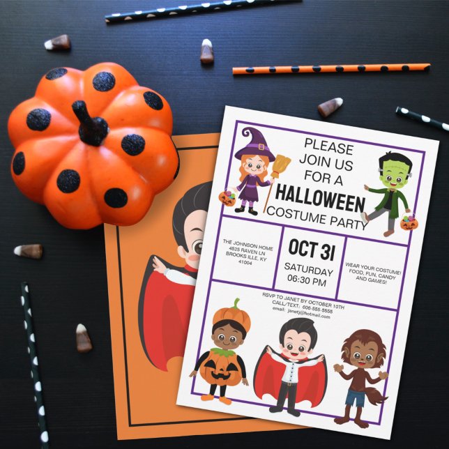 Invitation Halloween Costume Party pour enfants sur mesure (Créateur téléchargé)