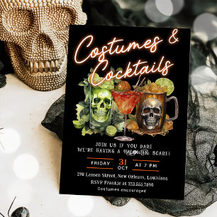 Invitation Halloween crâne Cocktails & Costumes Party